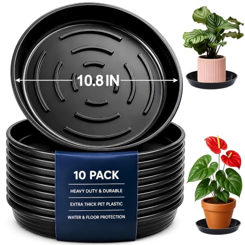 10 Pack Plant Trays 9 inch Heavy Duty Plant Saucers for Indoor Outdoor Use - color: 9 INCH BASE
