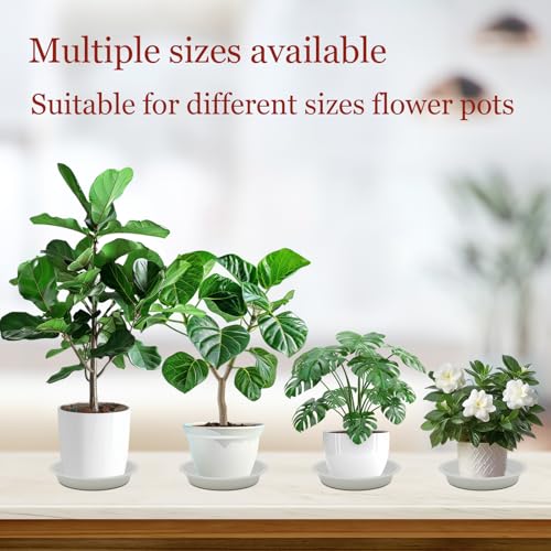 6 Pack 4 Inch White Plant Saucers Plastic Drip Trays for Pots - color: White, size: 4 Inch