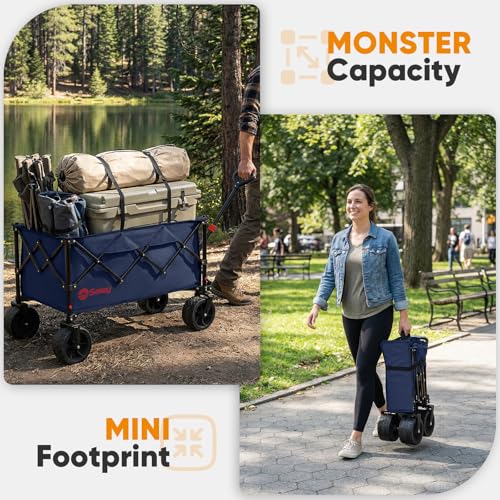 Sekey 250L Beach Wagon, 400 lb Capacity, Foldable, All-Terrain Wheels - color: Royal Blue