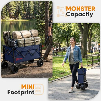 Sekey 250L Beach Wagon, 400 lb Capacity, Foldable, All-Terrain Wheels - color: Royal Blue
