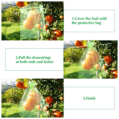Fruit Protection Bags, Kikhope 20 Pcs 20x14 inch Fruit Netting Bags, Garden Fruit Cover Mesh Bag with Drawstring, Netting Barrier Bags for Plant Fruit Flower and Vegetables - size: 20x14 in (20 pcs)