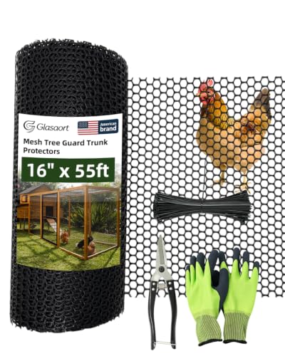 16" x 55FT Plastic Chicken Wire Tree Protectors Black HDPE Mesh Fencing - size: 16" x 55FT
