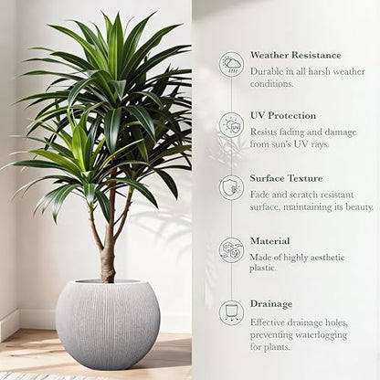 11.8" H x 14.5" Dia Large Round Plastic Planter Pot with Drainage & Plug - color: Mediterranean Beige