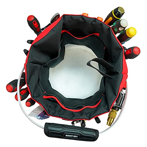 MELOTOUGH Bucket Tool Organizer With 35 Pockets Fits to 3.5-5 Gallon Bucket (Red) - color: Red