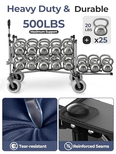 Heavy Duty Beach Wagon with 58" Expandable Tailgate, 300L, for Sand - color: 9"blue