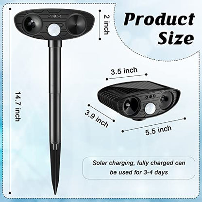 4 Pcs Ultrasonic Animal Repellent Solar Powered, Black, Green - color: Black,Green