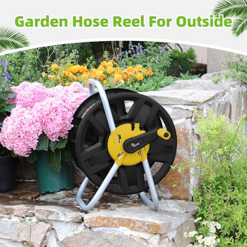Water Hose Reel,Holds 60-80 Ft of 5/8" Hose - color: Yellow