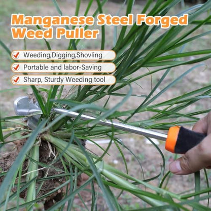 Weed Removal Tool, New Garden Weeding Tools Manganese Steel Hand Weeder Tool with Handle, 5 Teethes Dual Purpose Manual Weeders Tool Weed Tool for Garden (Rubber Handle) - style: Rubber Handle
