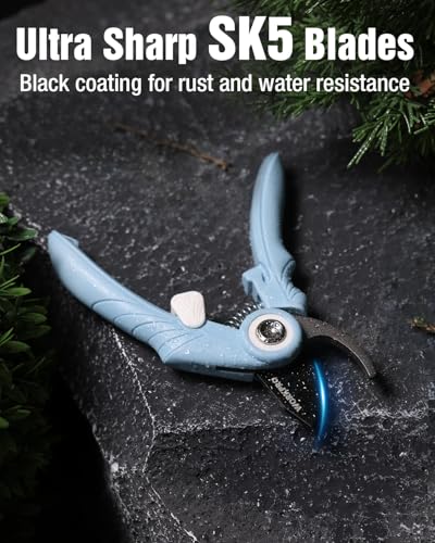 WORKPRO 6.9" Bypass Pruning Shears Gardening Scissors with SK5 Blade, Blue - color: Blue