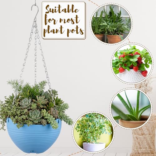 Zopeal 16 Pack Self Watering Hanging Planters 8 Inch Garden Flower Plant Pot Container with Drainer and Chain Round Hanging Pot Plant Basket for Indoor Outdoor Plants(Blue) - color: Blue