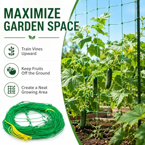1 PcsGarden Trellis Netting for Climbing Plants, Plant Netting for Garden Climbing Net, Nylon Garden Nettings for Plants Outdoor Indoor Vegetable Tomato Cucumber Grow Trellis Nets
