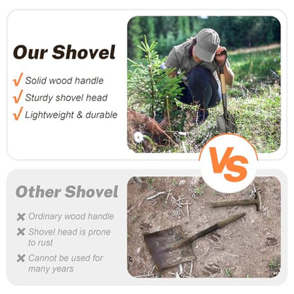 VNIMTI Shovel for Digging, Round Small Shovel with Wooden D-Handle, Metal Garden Shovel for Gardening, 28 Inches