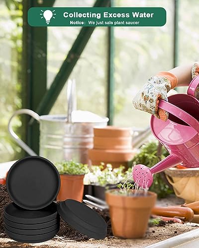vensovo 6 Inch Black Terracotta Plant Saucers, 6 Pack Small Clay Trays - color: Black, size: 6 inch