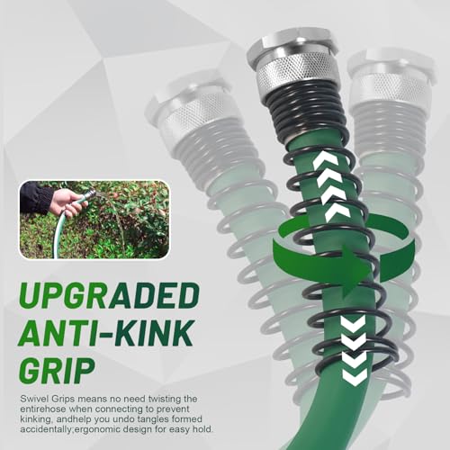 Hybrid Rubber Garden Hose 25 ft with Heavy Duty Solid Fitting - size: 25 FT