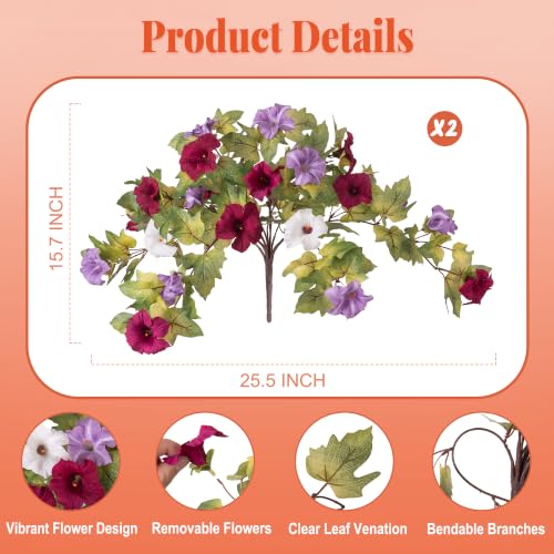 Ammyoo Artificial Fall Flowers Fake Petunias Plants for Outdoor Decoration - color: Purple Burgundy White