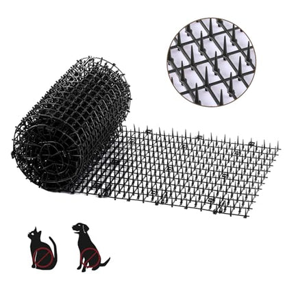Bynccea Cat Scat Mat with Spikes, 6.5ft Cat Repellent Mat Anti Cat Prickle Strips Network Digging Stopper Outdoor PP Plastic Cat Spike Mat（Black