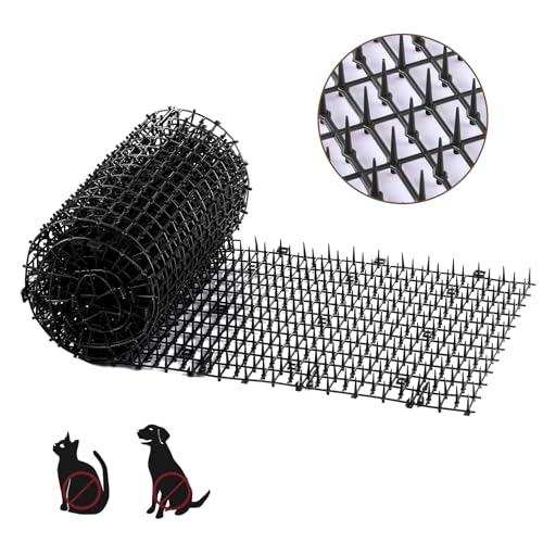 Bynccea Cat Scat Mat with Spikes, 6.5ft Cat Repellent Mat Anti Cat Prickle Strips Network Digging Stopper Outdoor PP Plastic Cat Spike Mat（Black