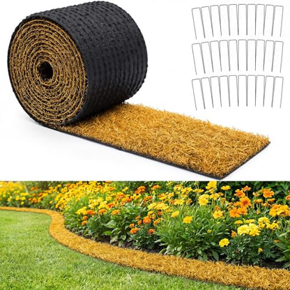 Nuanchu 5.5 in x 20 ft Recycled Rubber Walkway, Brown Rubber Mulch Mat Roll - color: Brown, size: 5.5 in x 20 ft