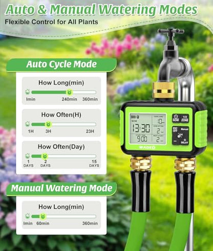 Brass 2 Zone Water Hose Timer, Waterproof Programmable Sprinkler Timer