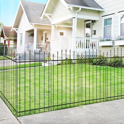 42” x 12’ No-Dig Metal Garden Fence with Stakes, Panels Fencing for Dogs - size: Roman Col 42″H x 12ft (6Panels)
