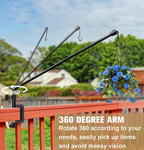 38 Inch Extended Reach Deck Hook Hanger for Railing, Heavy Duty Outdoor Plant Hook Holder for Hanging Bird Feeder Flower Basket Planter or Lanterns, 1 Pack - size: 38 Inch 1 Pack