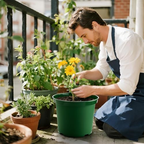 RooTrimmer 3 Gallon Plastic Nursery Pots, 10 Inch Round Plant Pots with Drainage Holes, 10 Pack Planting Pot for Outdoor Indoor Plants, Gardening Gifts for Women, Green - size: 3Gallon-10P-Green