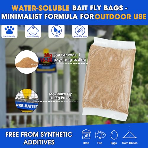 4 Pack Pre-Baited Fly Traps Outdoor Fly Bags for Patio Farm Ranch - size: 4 Packs