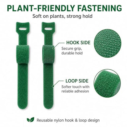 50PCS Garden Plant Ties with Hook & Loop - Reusable Adjustable Nylon Straps for Vines, Tomatoes, Stems, and Plant Support, Secure Non-Slip Fastening Clips - size: 50PCS