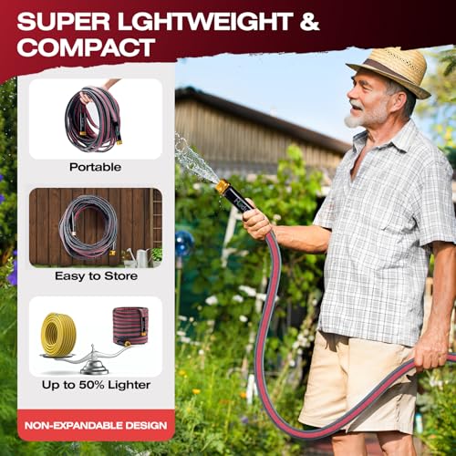 Flexible Lightweight Garden Hose 75 FT - color: Gray/Red, size: 75 FT