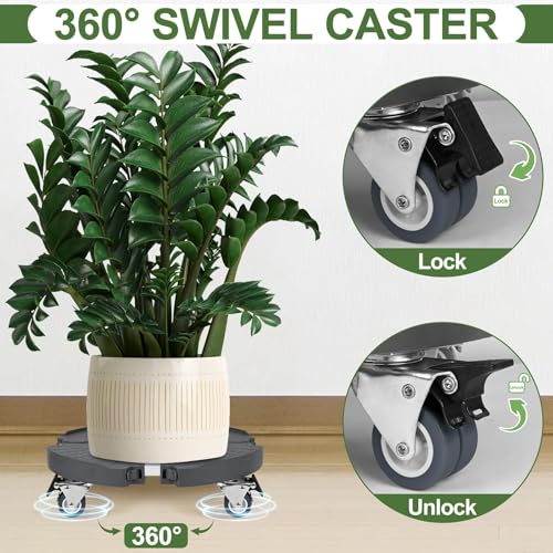 ToLanbbt Plant Caddy Stand with 360° Wheels Adjustable 15-22 Inch Rolling Plant Stand Heavy Duty Large Plant Cart Dolly with Casters 440lbs Capacity for Large Planter, Garden Pot, Flower Pot, Gray, 1P - color: Gray
