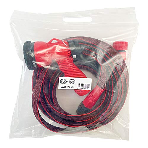 PCCONNECT 12.5ft -25ft Lightweight, Expandable garden water hose + Garden nozzle (Six type)