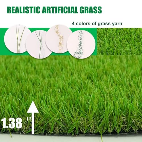 Artificial Grass Turf 1.38" Custom Sizes,4FTx10FT Realistic Synthetic Grass Mat Lawn,Astroturf Faux Indoor Outdoor Landscape for Patio, Garden, Yard, Balcony - size: 4x10FT