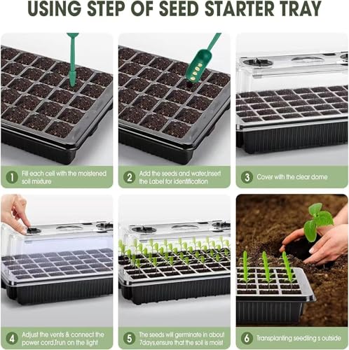 GROZY Seed Starter Tray with Grow Light 40-Cell Seedling Timer Setting