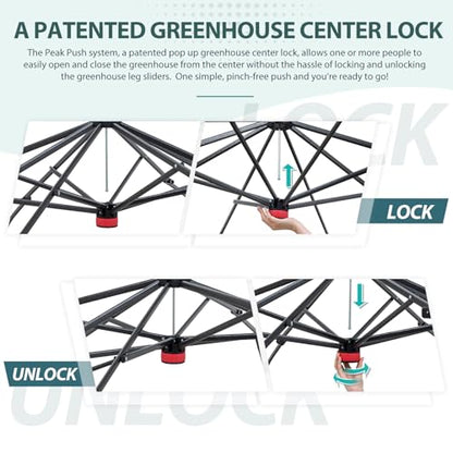EAGLE PEAK 8x8 Walk in Pop Up Greenhouse, Green/White - color: Green/White, size: 8x8