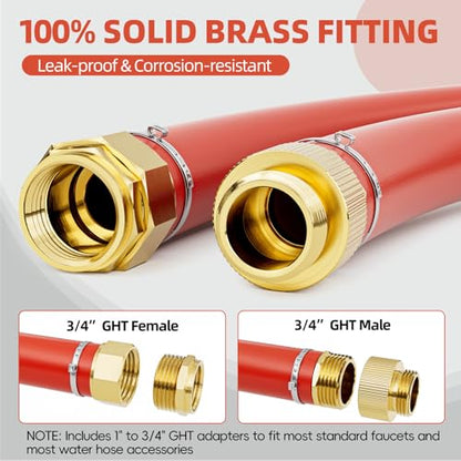 SPECILITE 1" x 10FT Hot/Cold Short Leader Garden Water Hose, -50℉-190℉ - size: 10FT 1" ID Male to Female