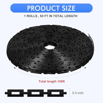 Wesiti 100 Ft Plastic Chain Lock Tree Tie, 1/2 Inch Wide Adjustable - size: 100 ft