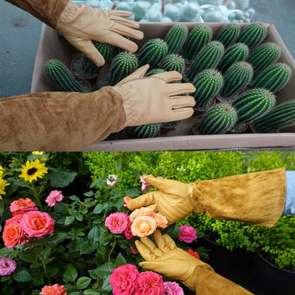 [Clearance promotion] Long Gardening Gloves for Women/Men-Thorn Proof Rose Pruning Gloves, Leather work Gauntlet - size: X-Large