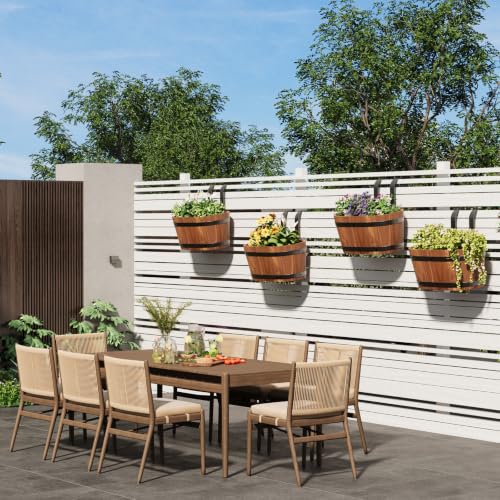 2-Pack Wooden Railing Planters, Hanging Flower Pots - color: Brown-2pcs, size: Small