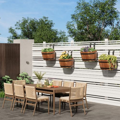 2-Pack Wooden Railing Planters, Hanging Flower Pots - color: Brown-2pcs, size: Small