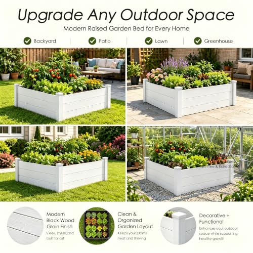 Kozyard 98.9" L x 18.4" W Raised Garden Bed Kit, Outdoor Planter Box - color: White