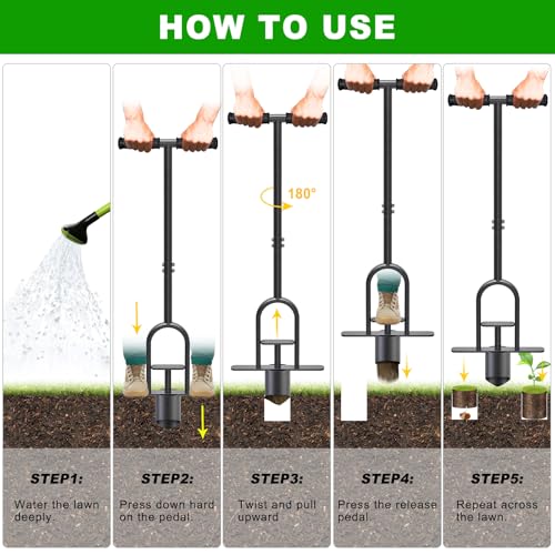 Long Handled Bulb Planter Tool with Rubber Grip - color: 2.9'' wide hole