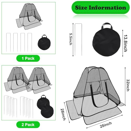 2Pack 28 x 28 x 32in Pop-Up Garden Mesh Plant Covers with Zipper and Stakes