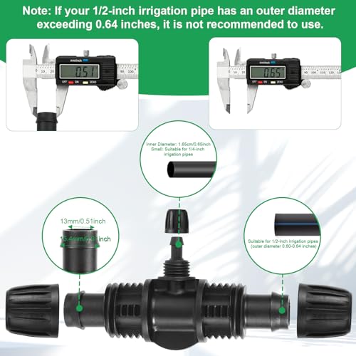 8pcs 1/2'' to 1/4'' Drip Irrigation Fittings, Premium Drip Line Irrigation 1/2'' to 1/4'' Barbed Tee Fittings Locked Barbed Tee Connectors for Patio Garden Lawn