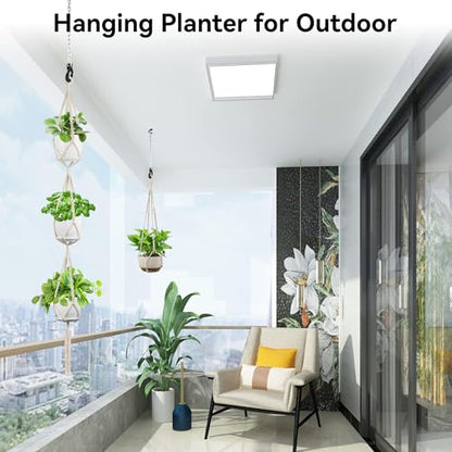 USLAI Macrame Plant Hanger, for Up to 15 Inch Pots, 72+35 Inch, Ivory - color: 72+35 Inch - Ivory