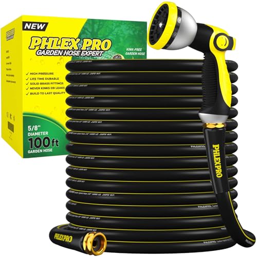 100 FT Heavy Duty Garden Hose, 5/8 in Rubber Water Hose - size: 100FT