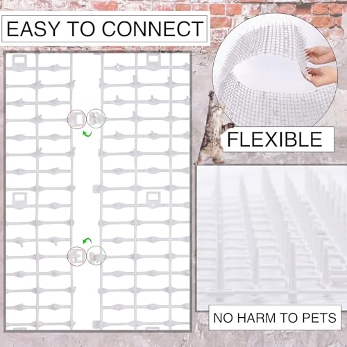 Abbylike 3 Pcs 19.5ft Cat Spike Mat Outdoor 11 Inch Cat Repellent Mat - color: White