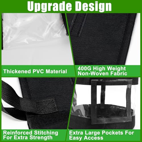 3 Pack 10 Gallon 360°Visible Potato Grow Bags,Heavy Duty Thickened Nonwoven Fabric Planter Bags with 2 Clear Harvest Windows&Removable Shading Cover,Reinforced Handles,Vegetable Grow Bags with Labels - size: 10 Gallon