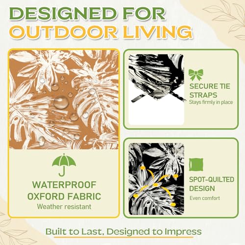 Oxford Fabric Swing Cushions with Backrest & Tie Straps for Patio Bench - color: Black & White