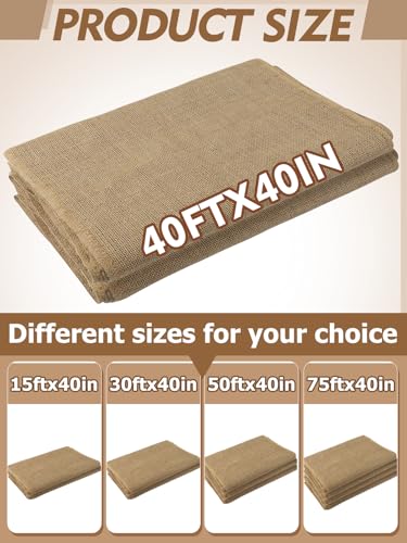 ANPHSIN 40ftx40in Natrual Burlap Plant Covers Freeze Protection - size: 40ft