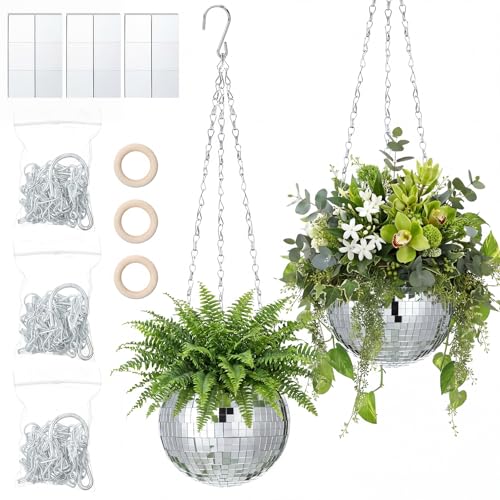 Novabright 2 Pcs 4" Self Watering Disco Ball Planters, Hanging Flower Pots - size: 4 Inch